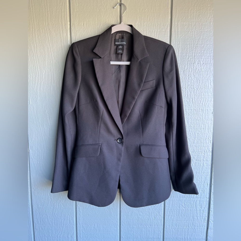 Moda International Vintage Black Should Pad Blazer Office Evening Holiday Party